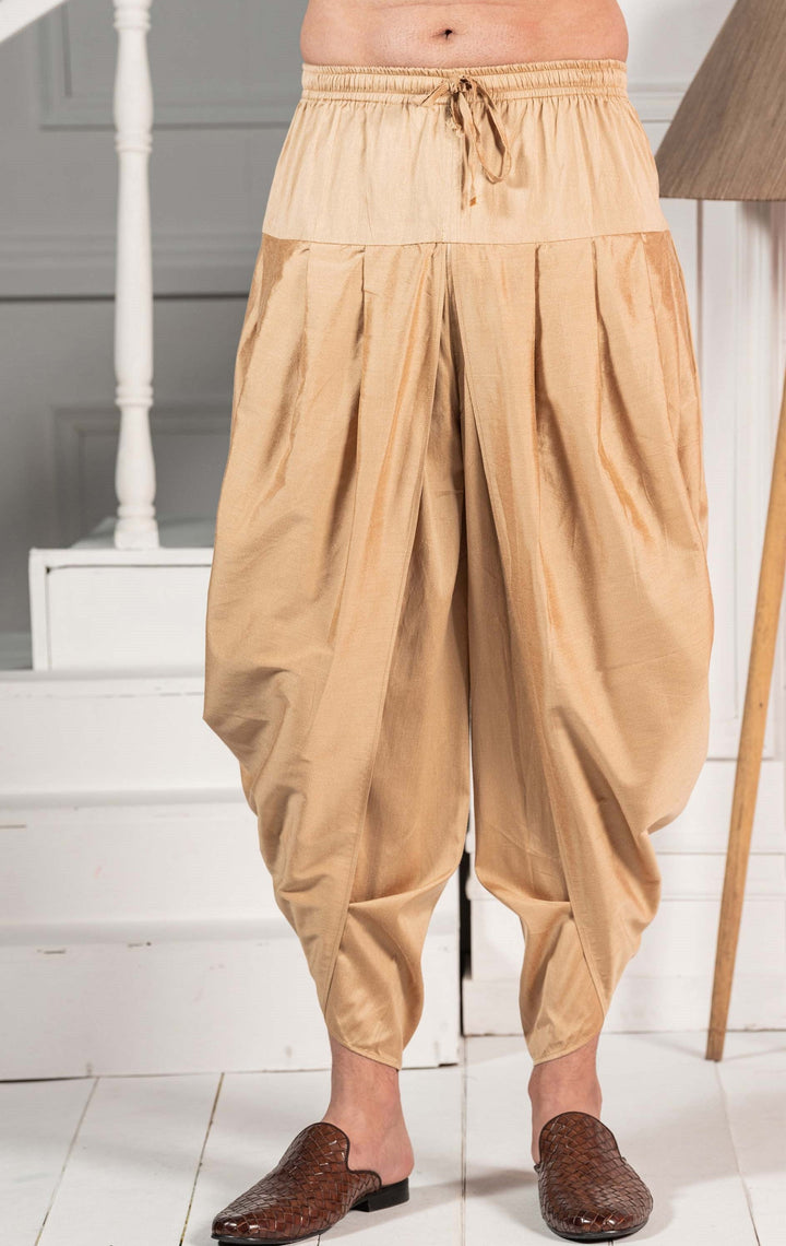Men Beige Kurta Dhoti Set | SHOBITAM