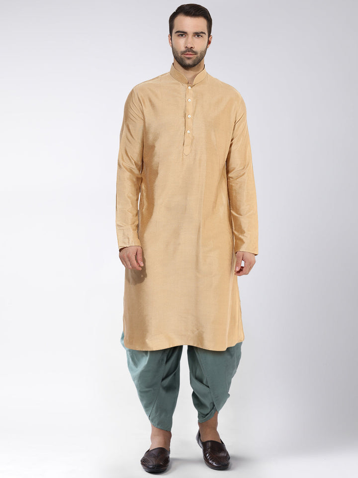 Men Beige Kurta Dhoti Set | SHOBITAM