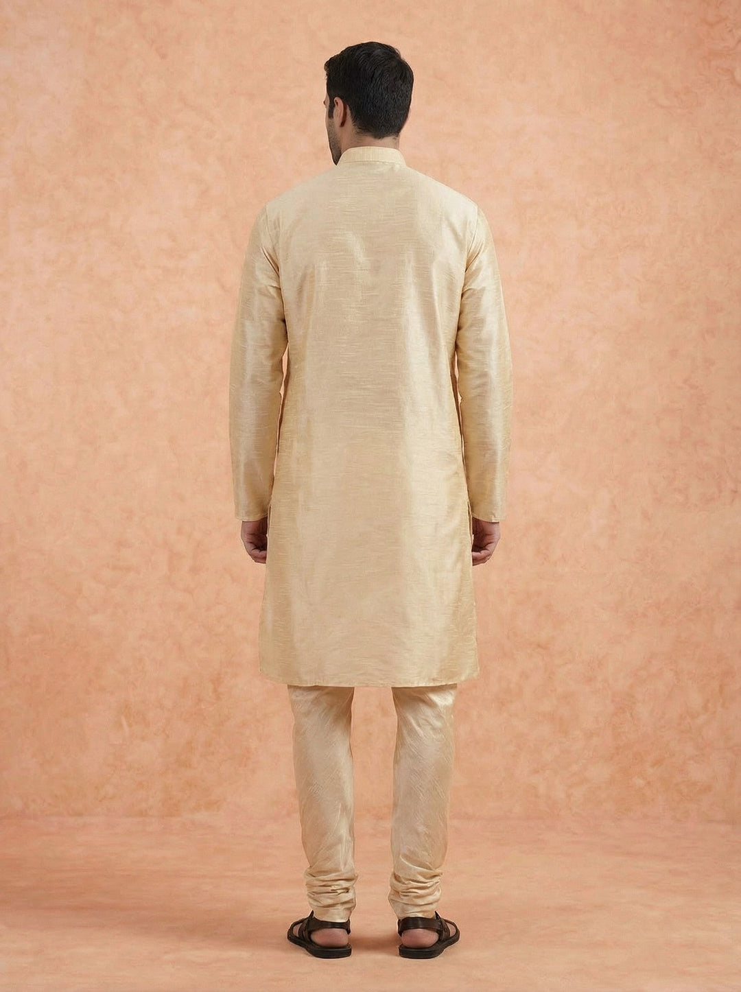 Cream Solid Silk Blend Kurta For Men | SHOBITAM