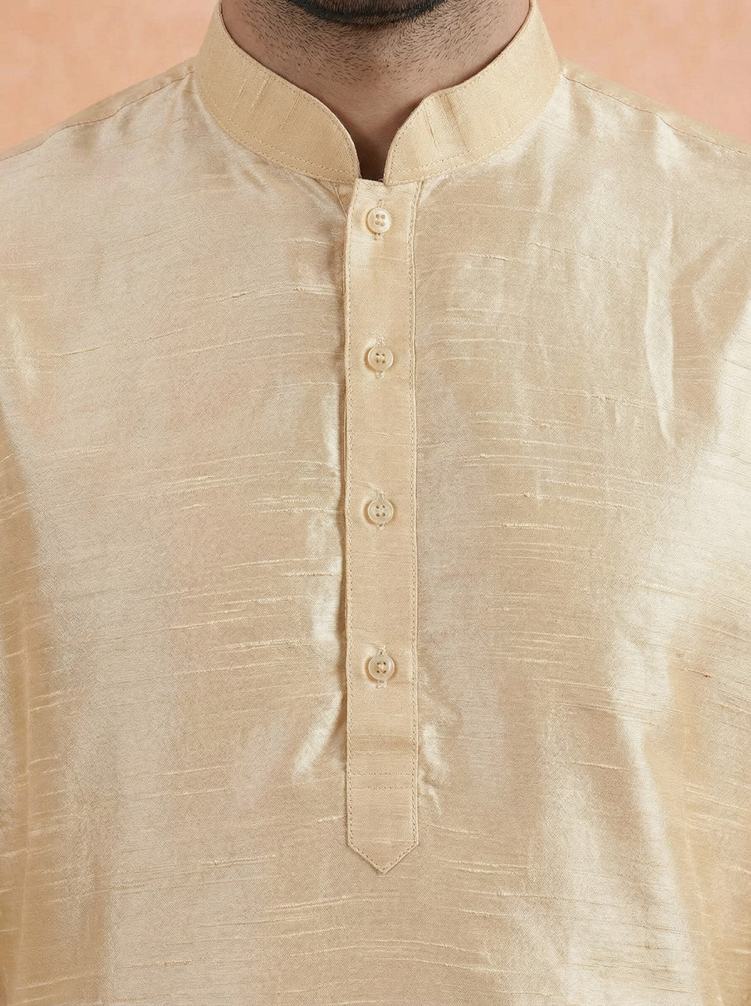 Cream Solid Silk Blend Kurta For Men | SHOBITAM