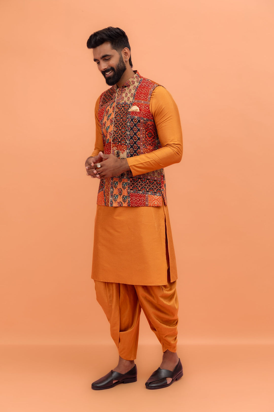 Multicolour Printed Nehru Jacket For Men | SHOBITAM