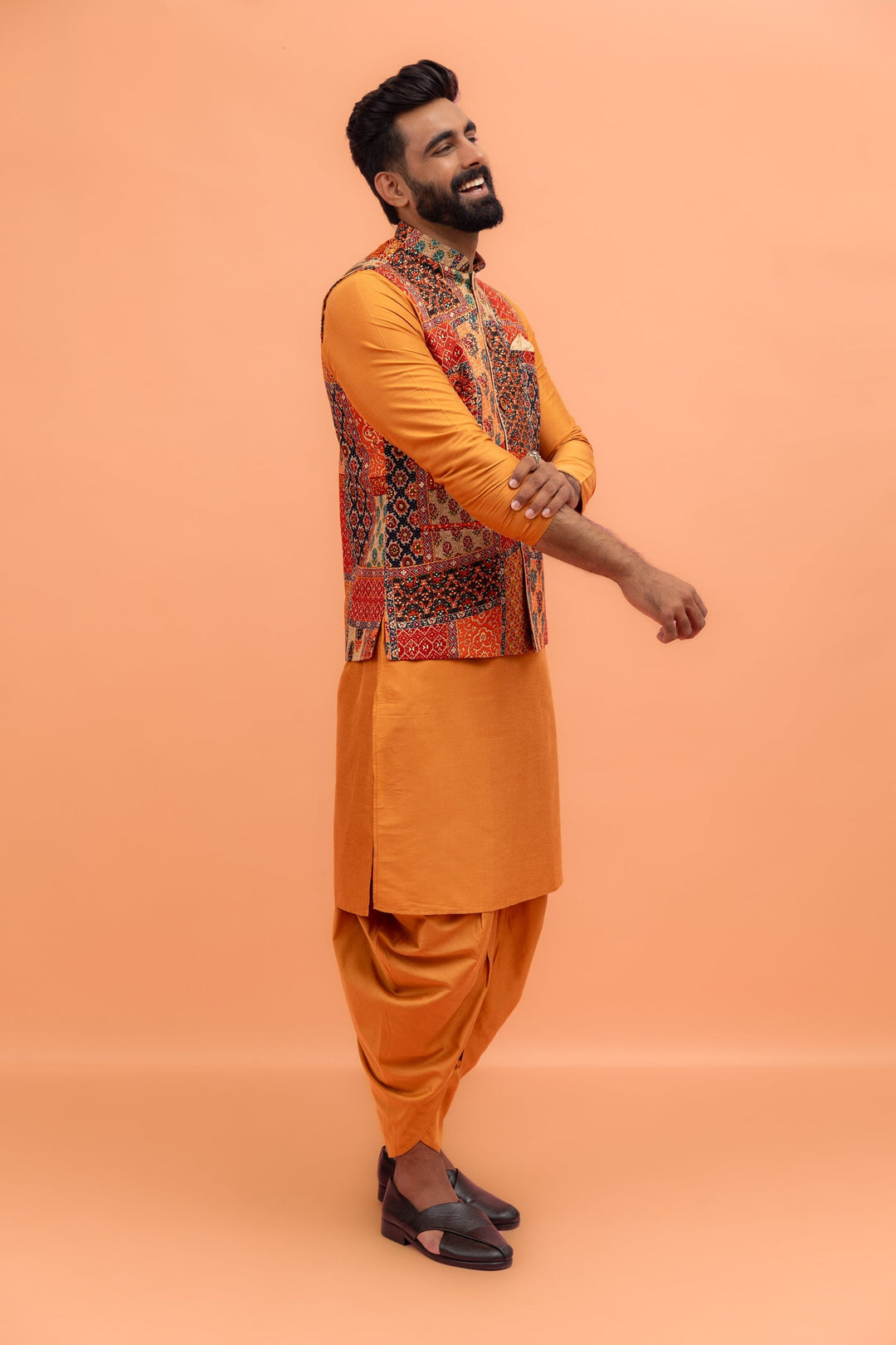 Multicolour Printed Nehru Jacket For Men | SHOBITAM