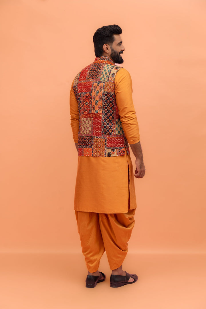 Multicolour Printed Nehru Jacket For Men | SHOBITAM