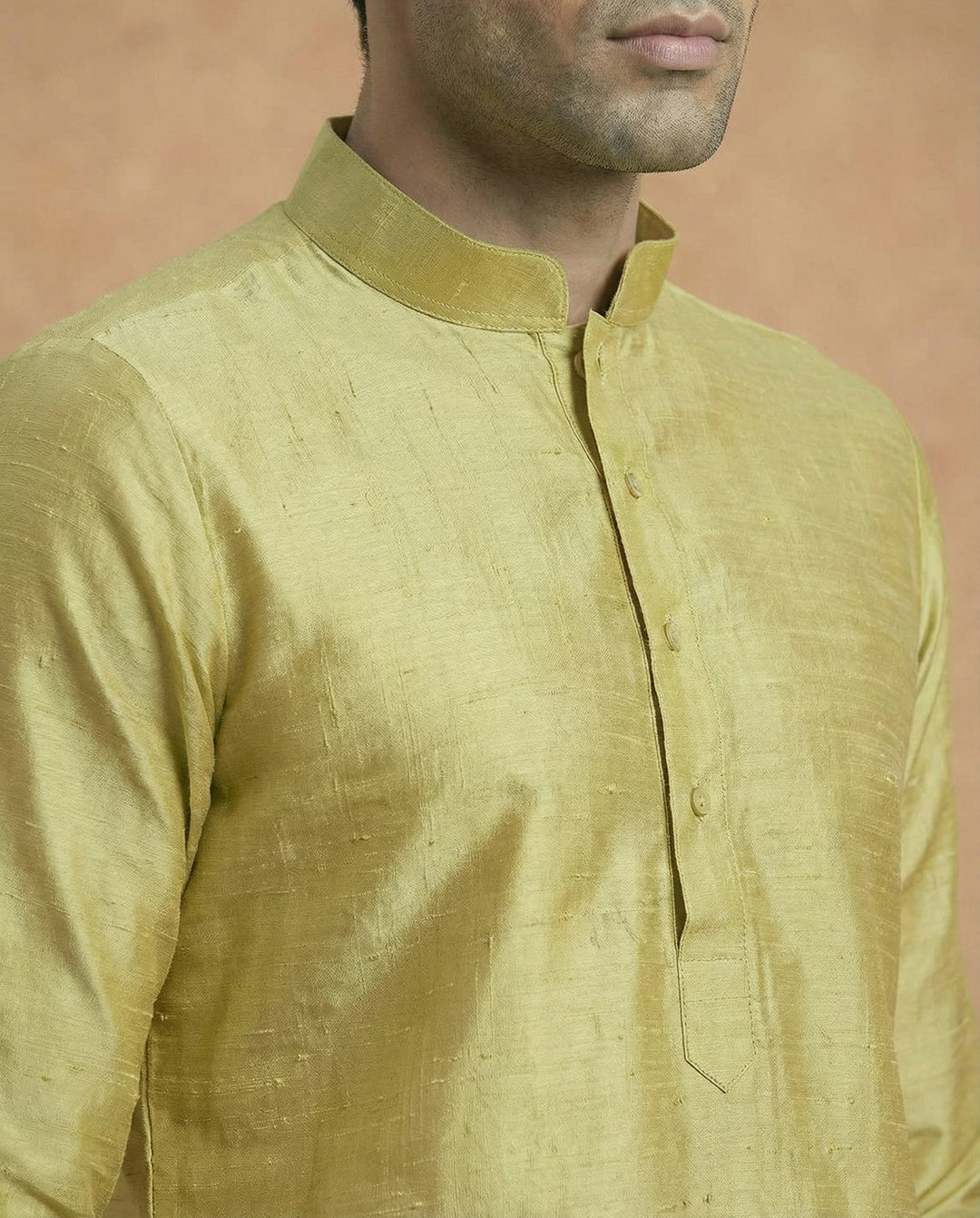 Lime Green Solid Plain Kurta For Men | SHOBITAM