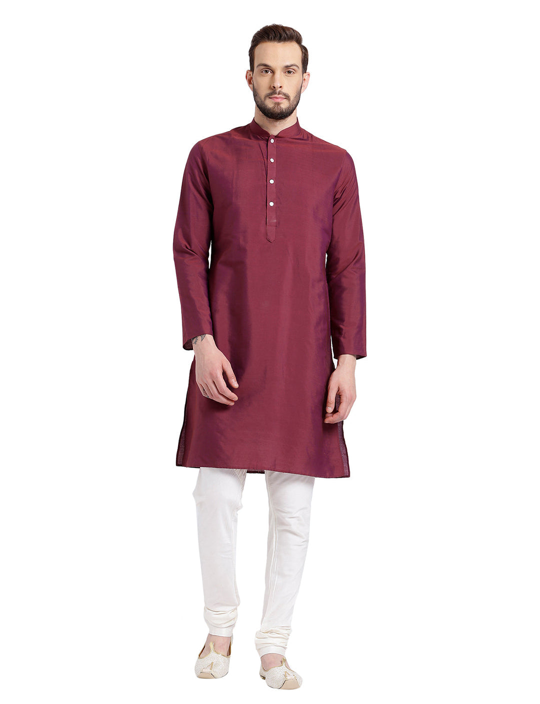 Maroon Solid Kurta Churidar Set | SHOBITAM