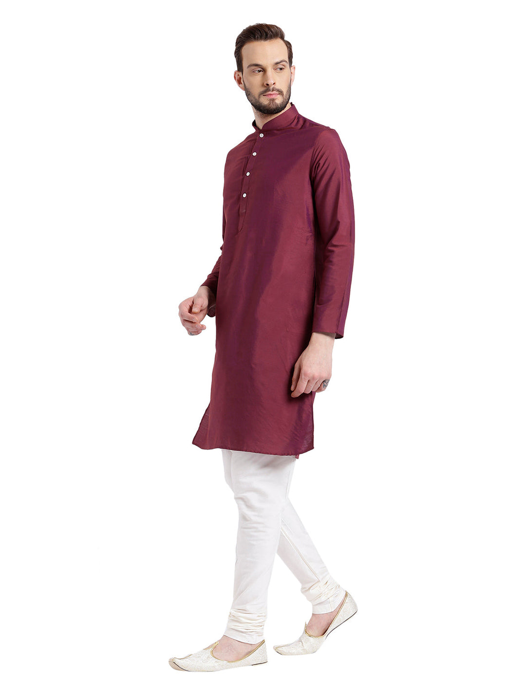 Maroon Solid Kurta Churidar Set | SHOBITAM