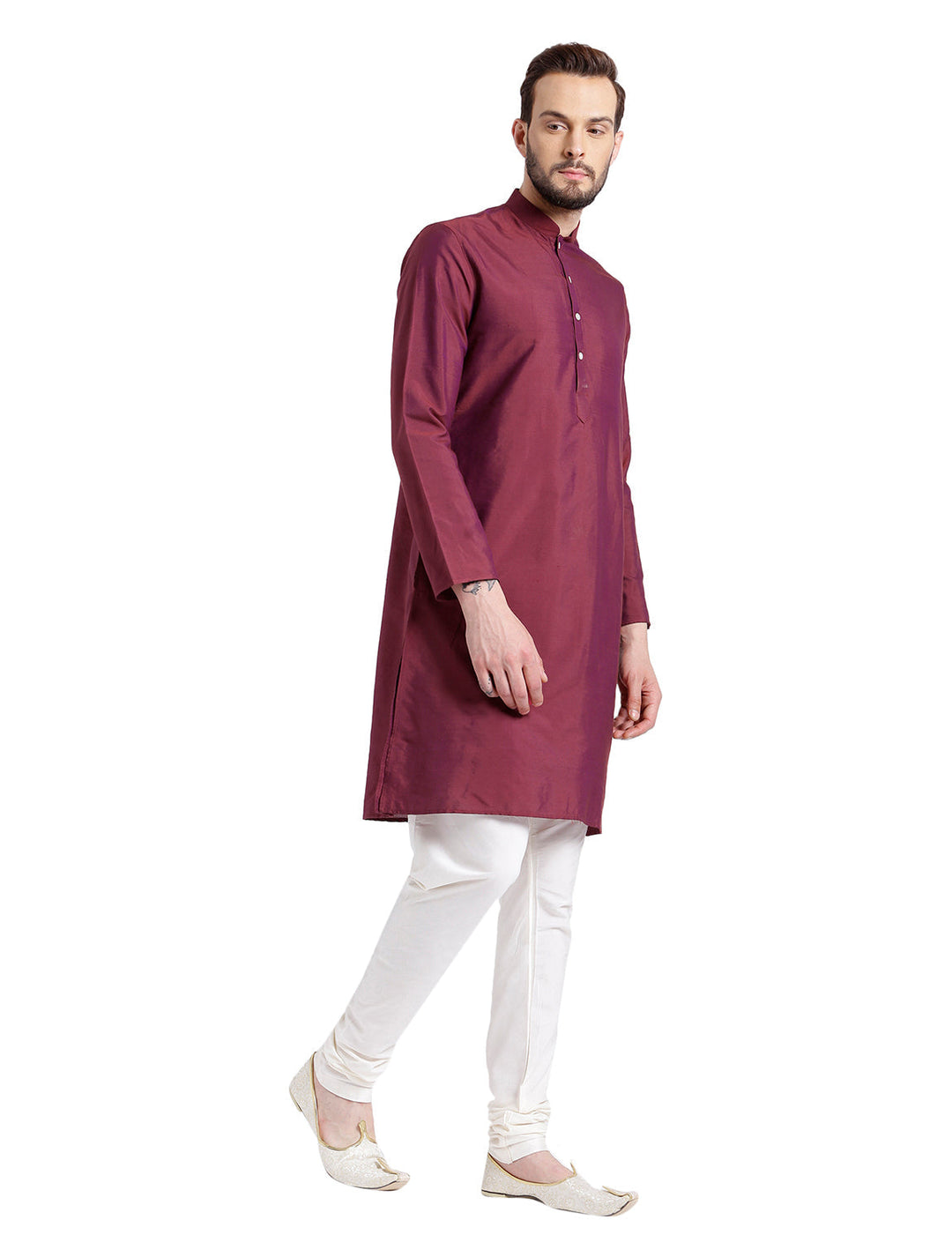 Maroon Solid Kurta Churidar Set | SHOBITAM