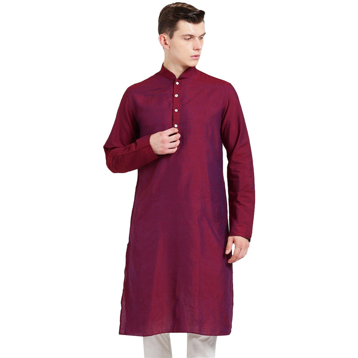 Maroon Cotton Plain Kurta | SHOBITAM