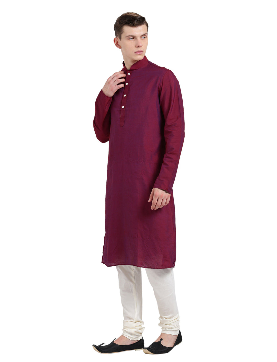 Maroon Cotton Plain Kurta | SHOBITAM