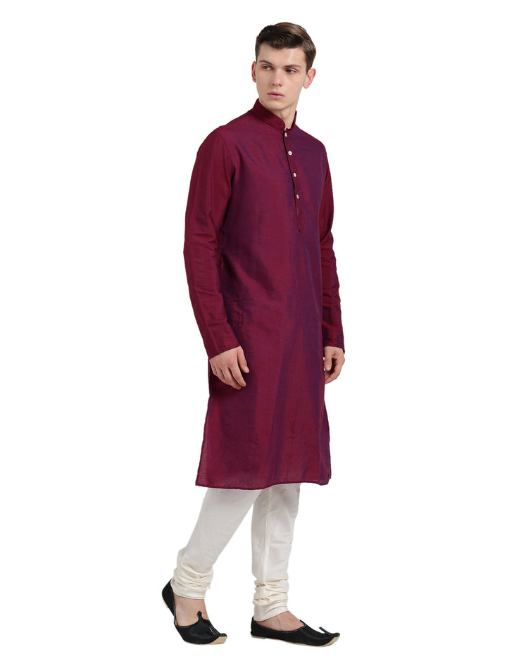 Maroon Cotton Plain Kurta | SHOBITAM