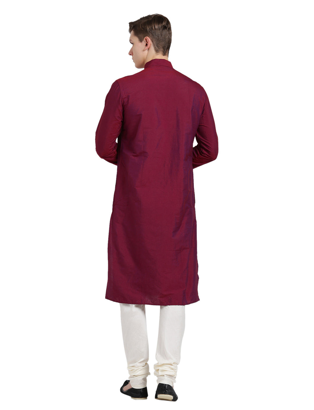 Maroon Cotton Plain Kurta | SHOBITAM