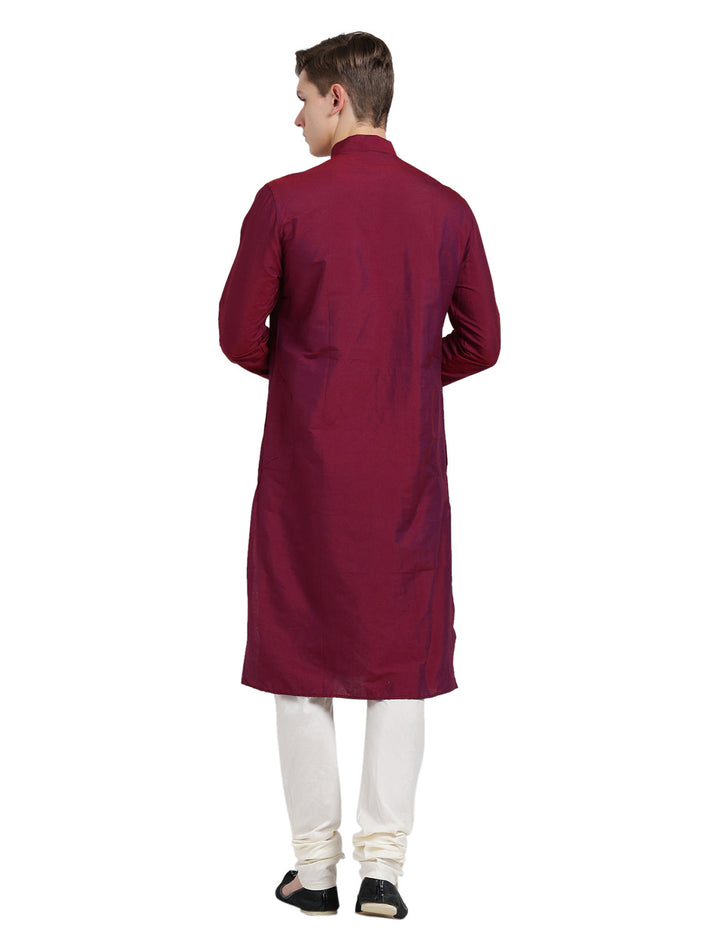 Maroon Cotton Plain Kurta | SHOBITAM