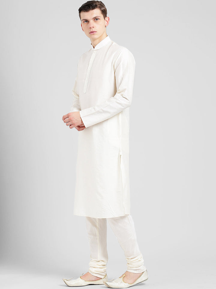 White Cotton Plain Kurta | SHOBITAM