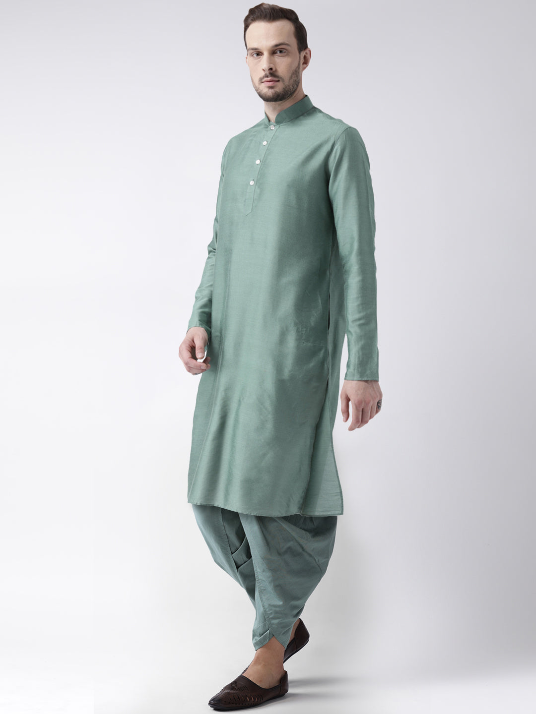 Mint Green Solid Kurta with Dhoti | SHOBITAM