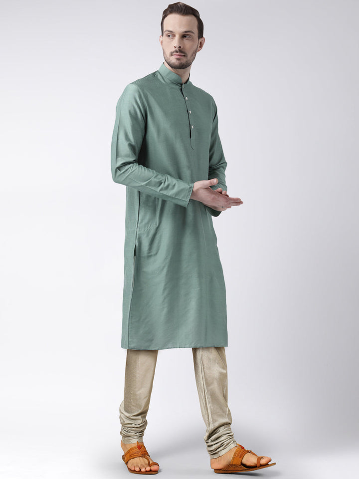 Men's Olive Green Kurta | SHOBITAM