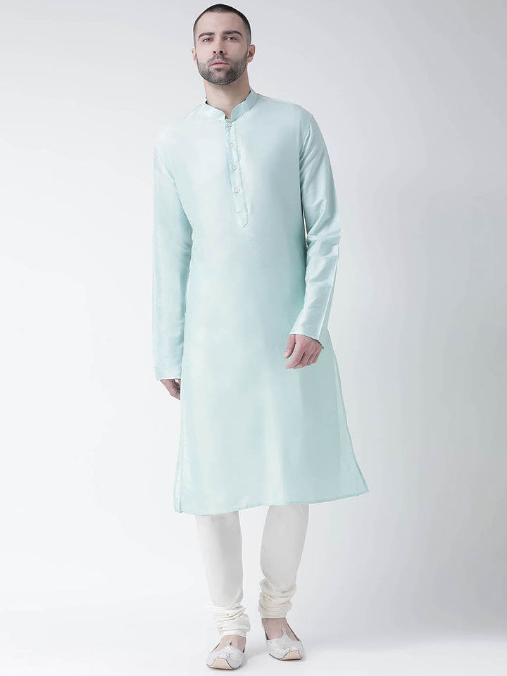 Light Green Silk Blend Solid Kurta Churidar Set | SHOBITAM