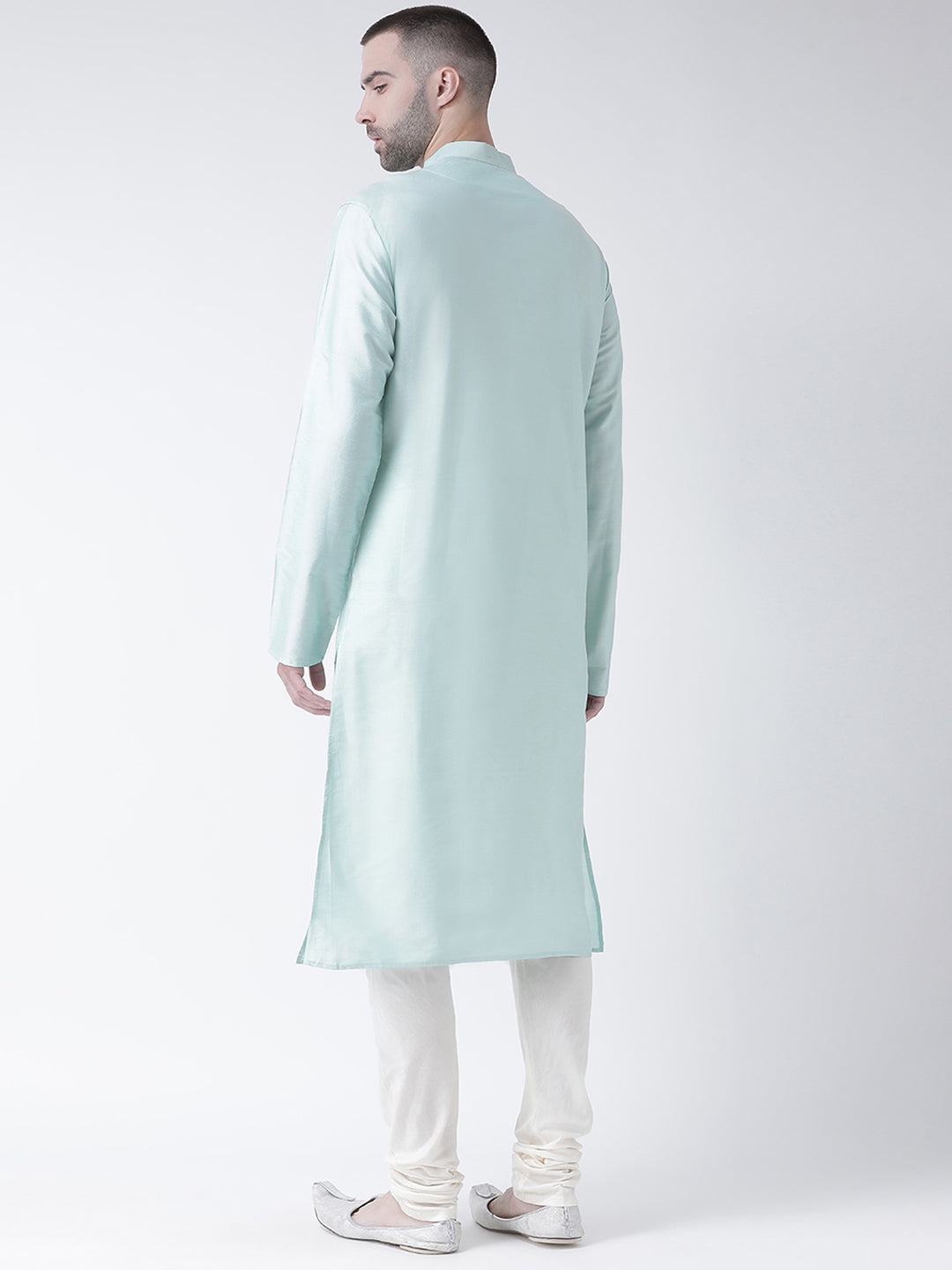 Light Green Silk Blend Solid Kurta Churidar Set | SHOBITAM