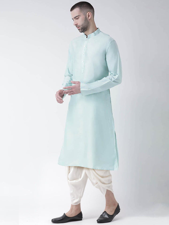 Mint Green Blend Kurta with Cream Dhoti | SHOBITAM