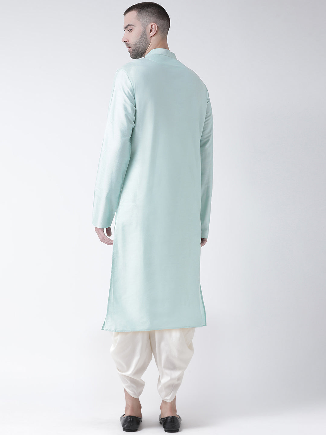 Mint Green Blend Kurta with Cream Dhoti | SHOBITAM