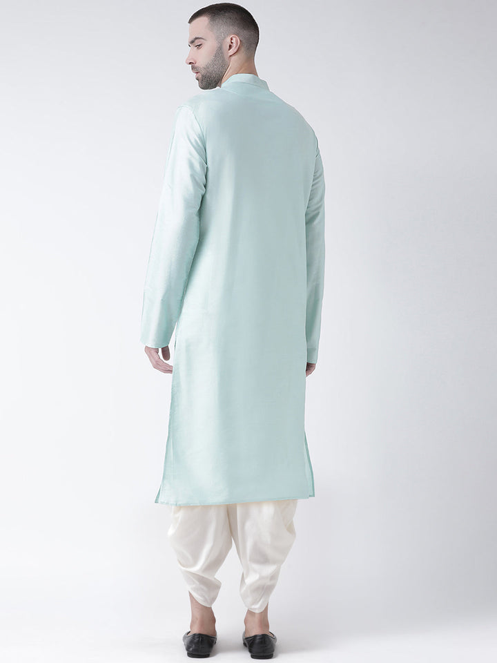 Mint Green Blend Kurta with Cream Dhoti | SHOBITAM