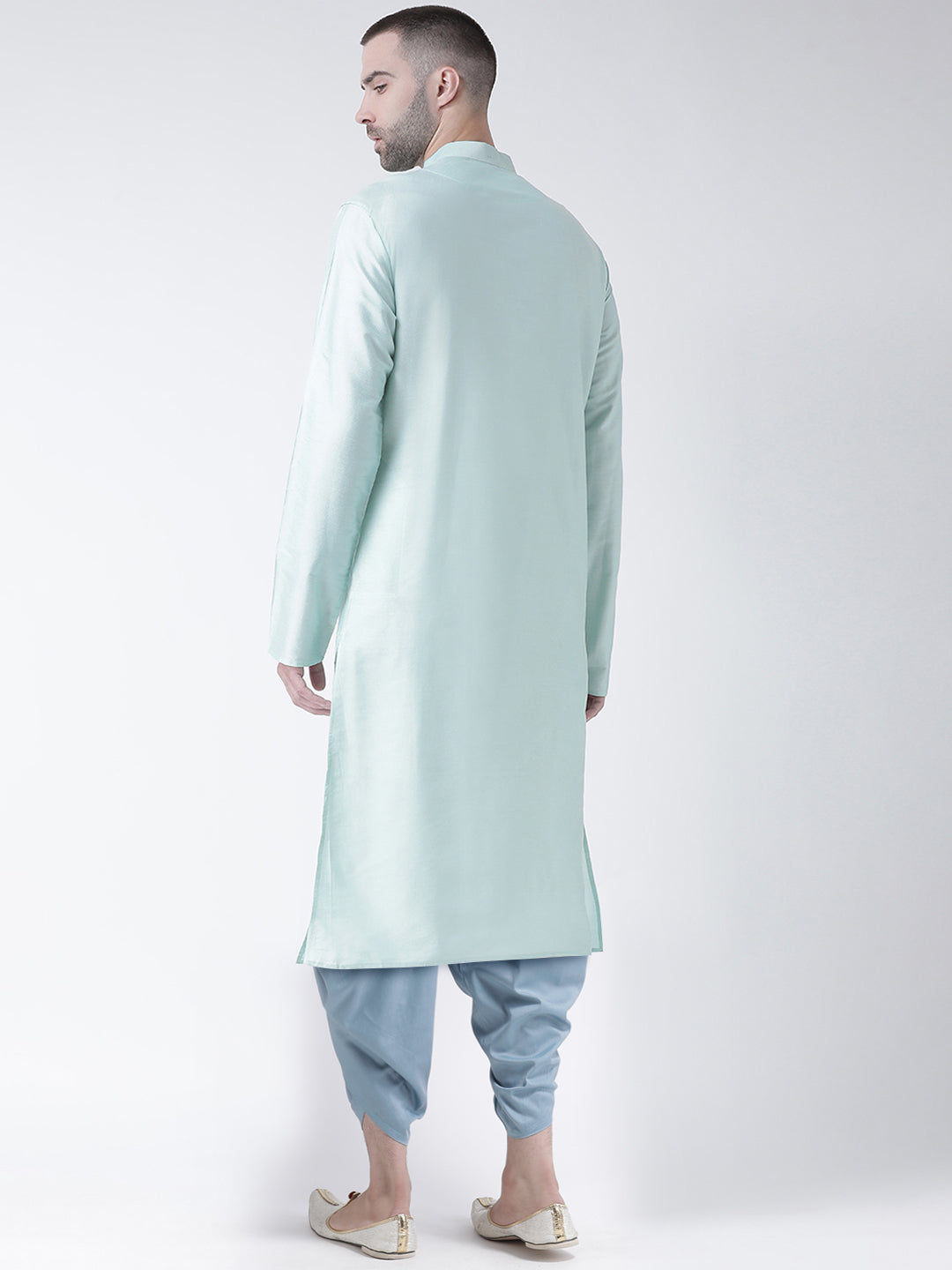 Mint Green Blend Solid Kurta with Blue Dhoti | SHOBITAM