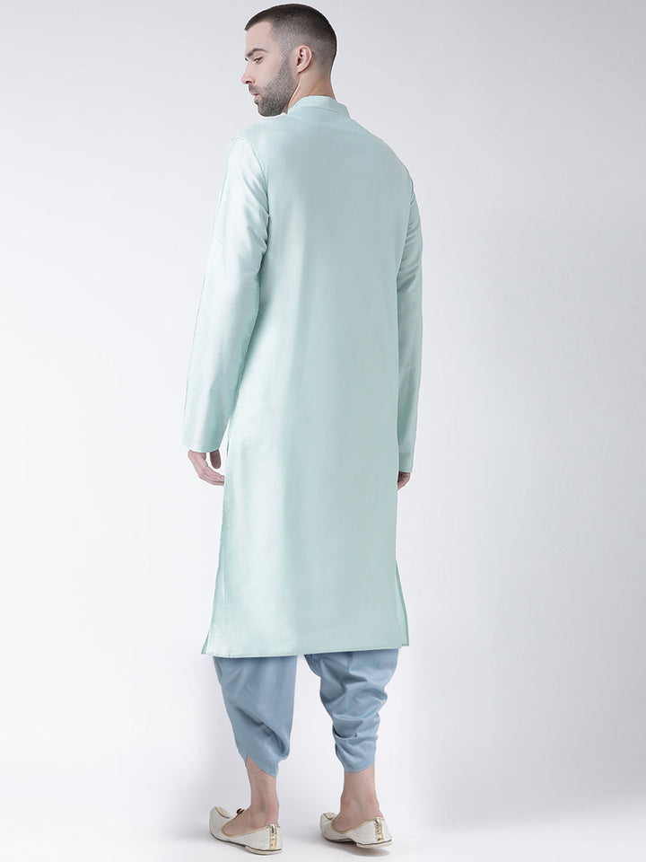 Mint Green Blend Solid Kurta with Blue Dhoti | SHOBITAM
