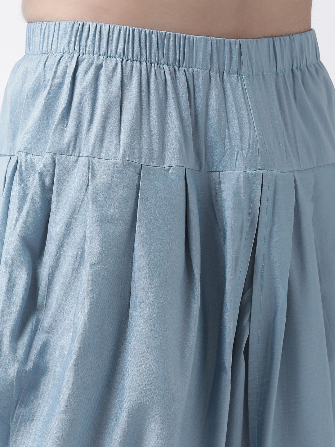 Mint Green Blend Solid Kurta with Blue Dhoti | SHOBITAM