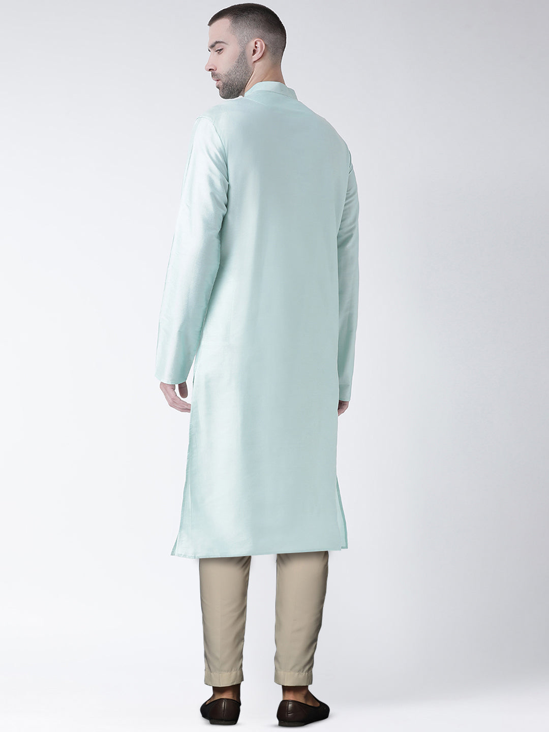 Light Green Silk Blend Solid Kurta Trouser Set | SHOBITAM