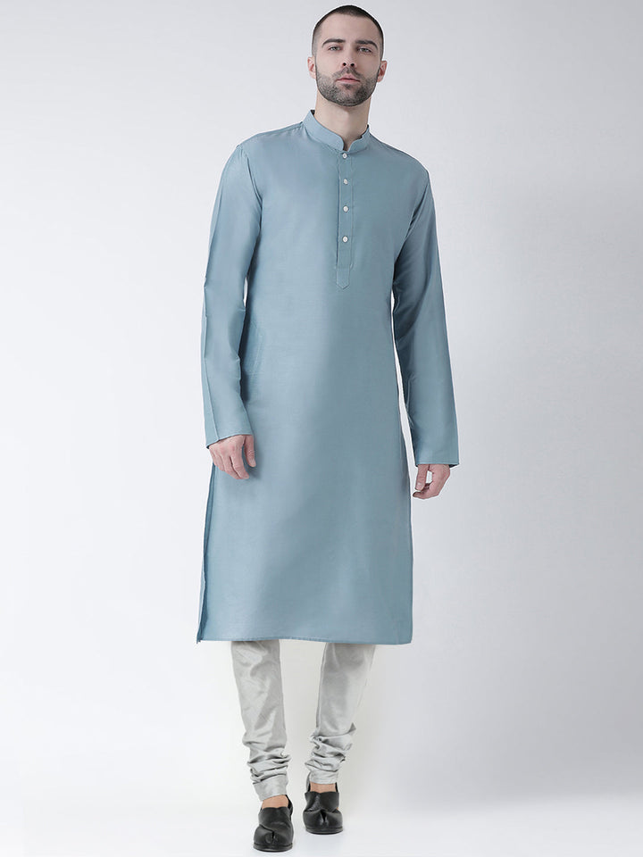Blue Art Silk Solid Long Kurta. | SHOBITAM