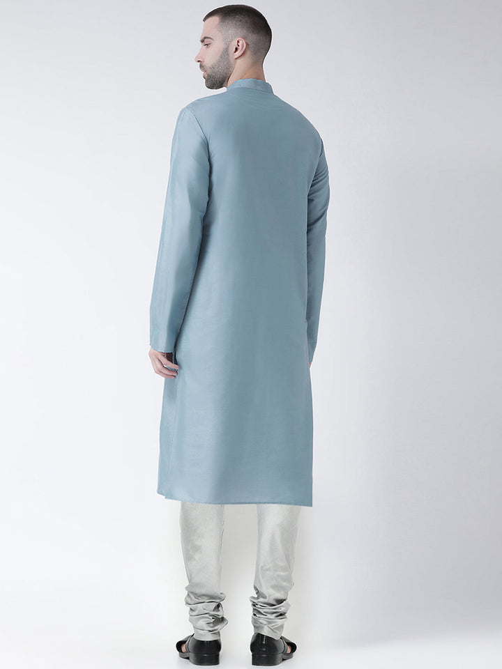 Blue Art Silk Solid Long Kurta. | SHOBITAM