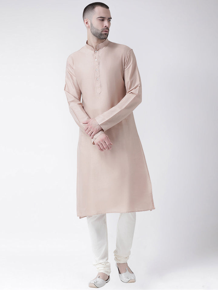 Men's Dark Cream Kurta Churidar Set | SHOBITAM