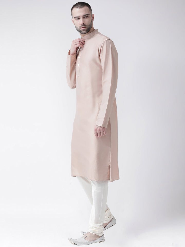 Men's Dark Cream Kurta Churidar Set | SHOBITAM