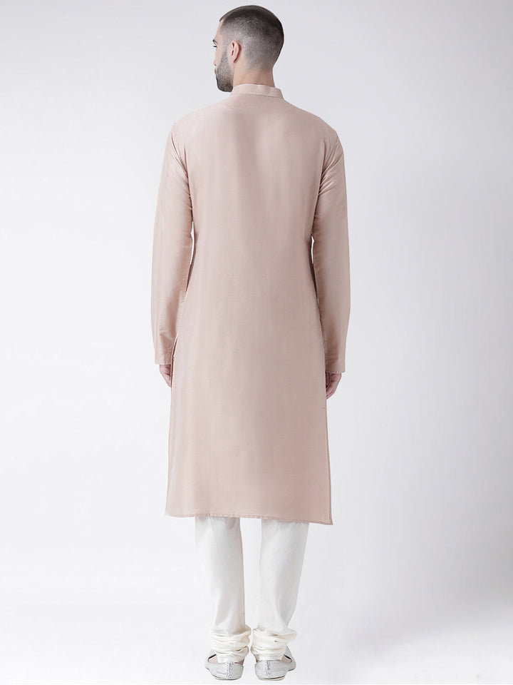 Men's Dark Cream Kurta Churidar Set | SHOBITAM