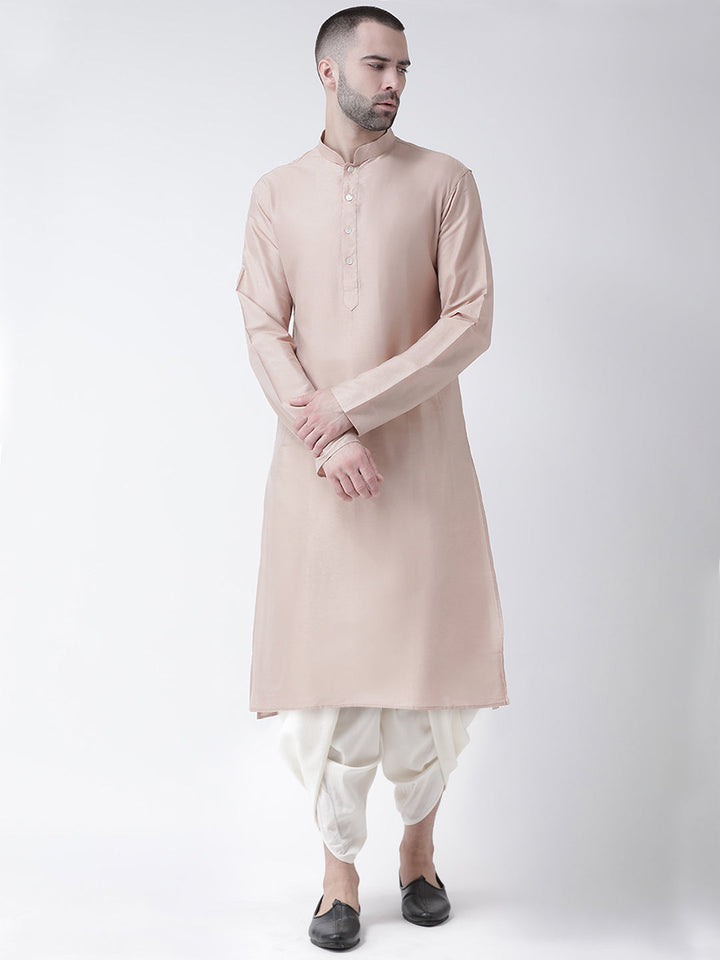 Men Beige Kurta Dhoti Set | SHOBITAM