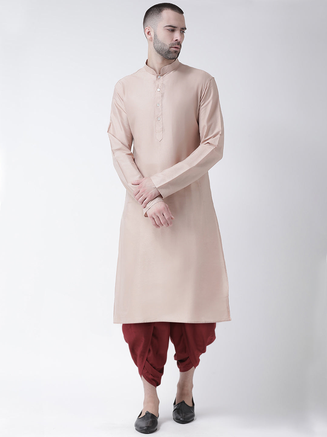 Men Beige Kurta Dhoti Set | SHOBITAM