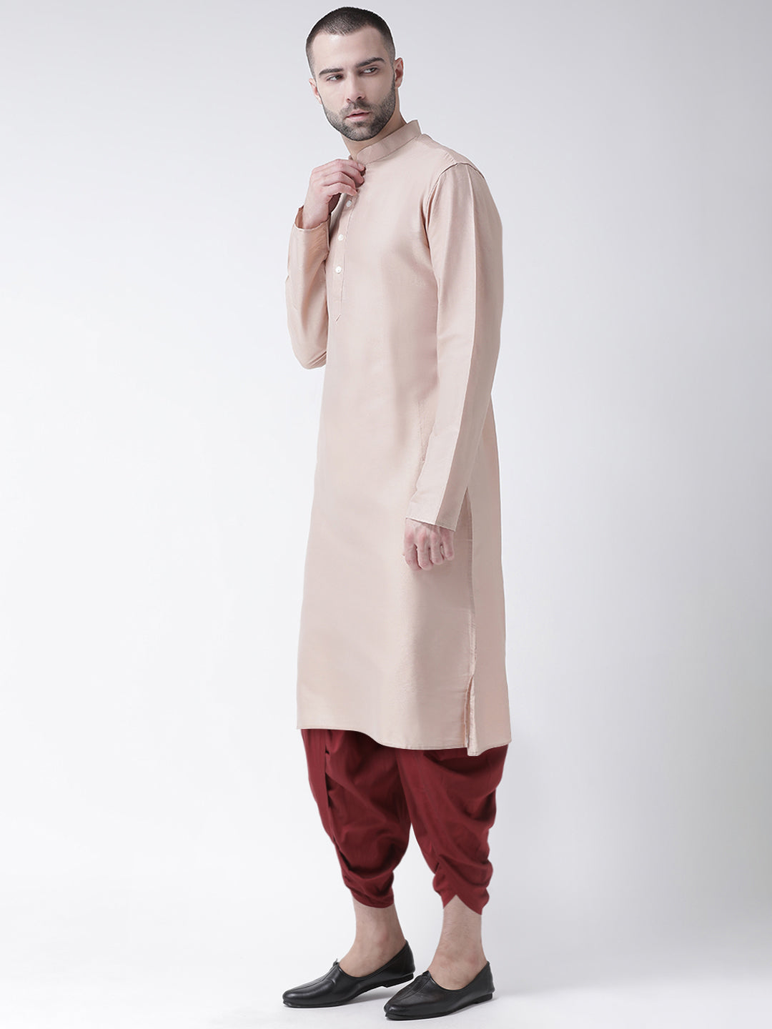 Men Beige Kurta Dhoti Set | SHOBITAM