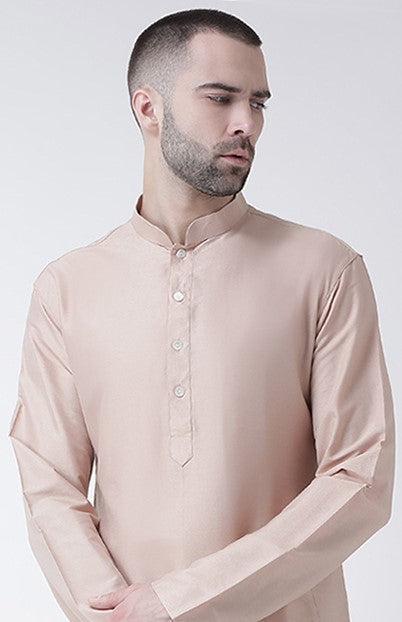 Men Beige Kurta Dhoti Set | SHOBITAM