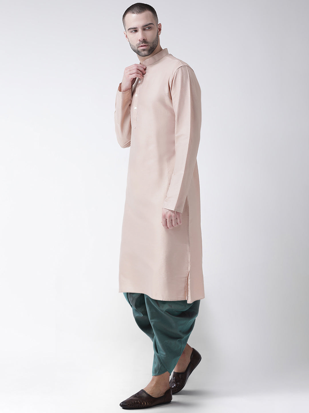 Men Beige Kurta Dhoti Set | SHOBITAM