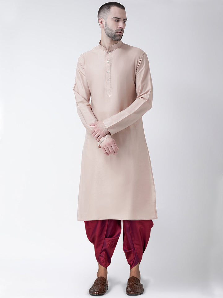 Men Beige Kurta Dhoti Set | SHOBITAM