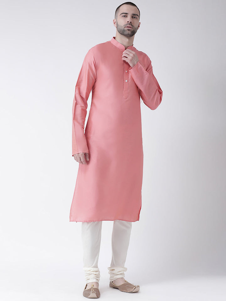 Men Pink Kurta Churidar Set | SHOBITAM