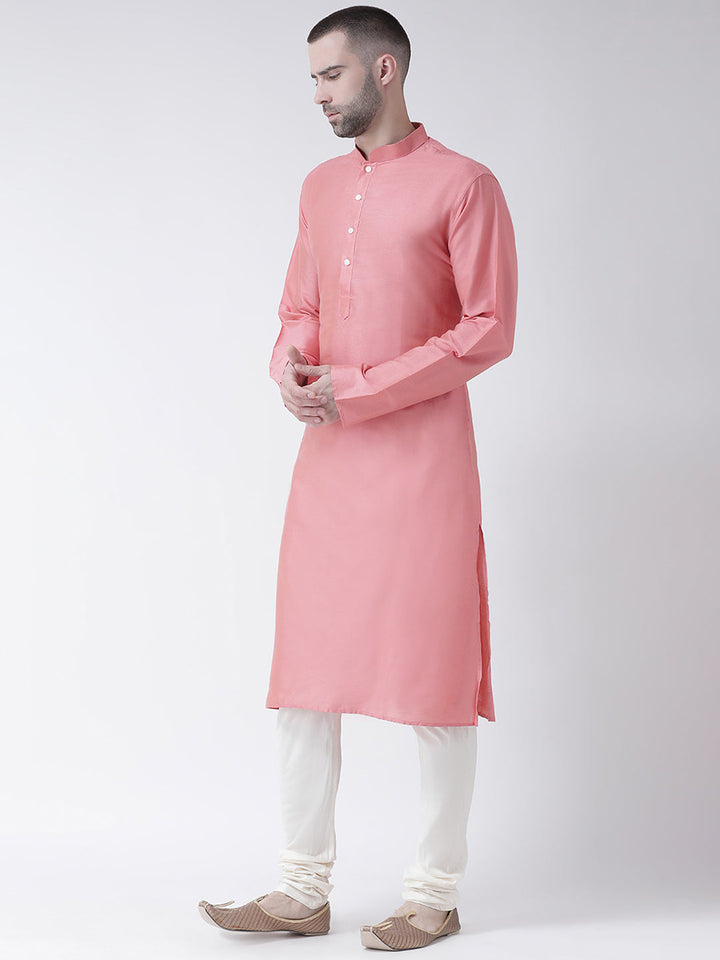 Men Pink Kurta Churidar Set | SHOBITAM