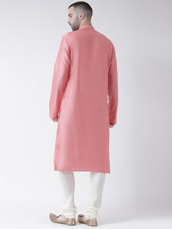 Men Pink Kurta Churidar Set | SHOBITAM