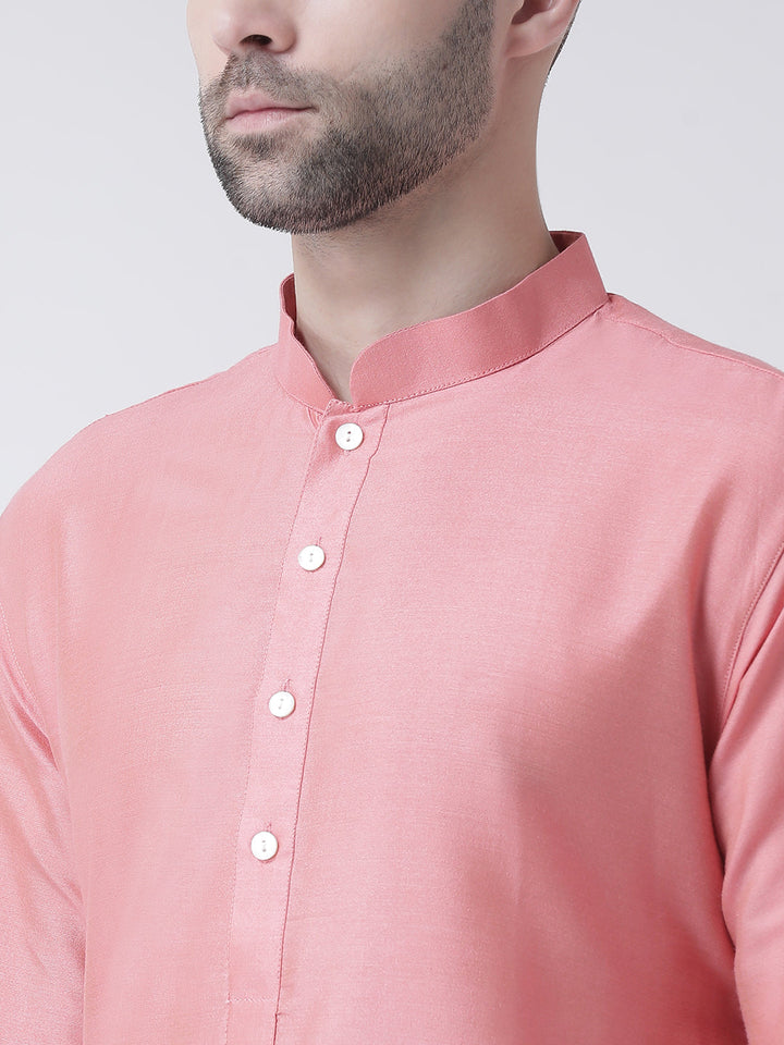 Men Pink Kurta Churidar Set | SHOBITAM