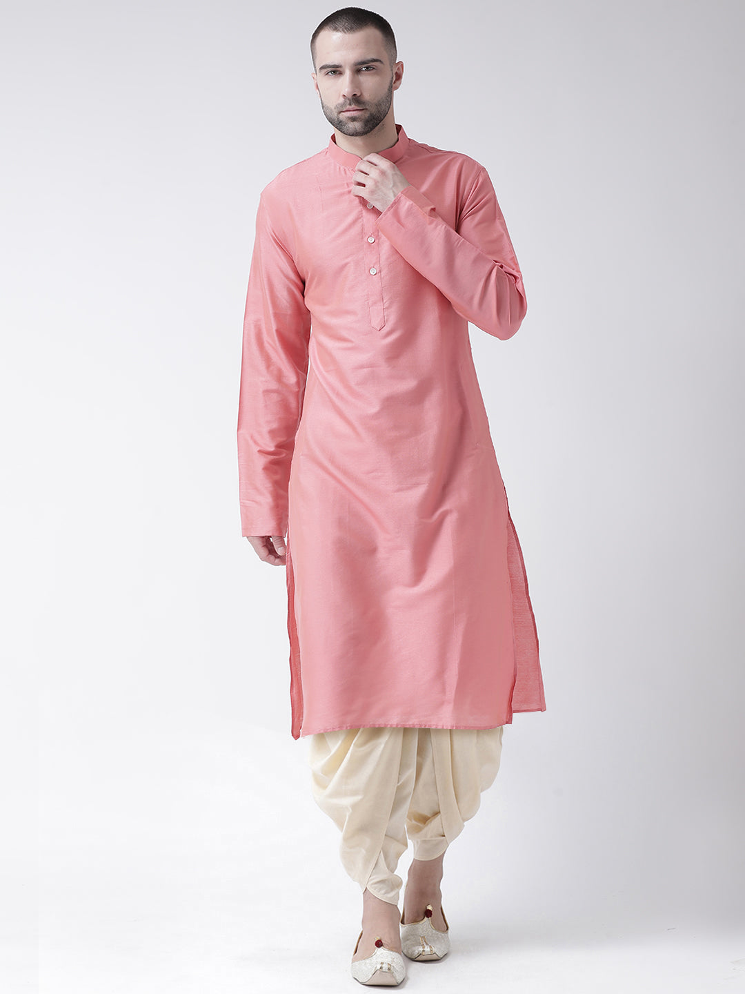 Men Pink Kurta Dhoti Set | SHOBITAM