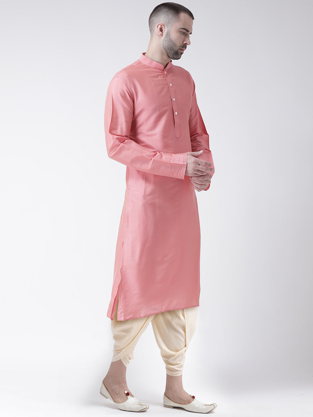 Men Pink Kurta Dhoti Set | SHOBITAM