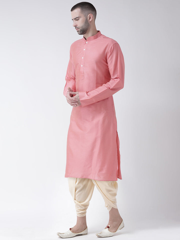 Men Pink Kurta Dhoti Set | SHOBITAM