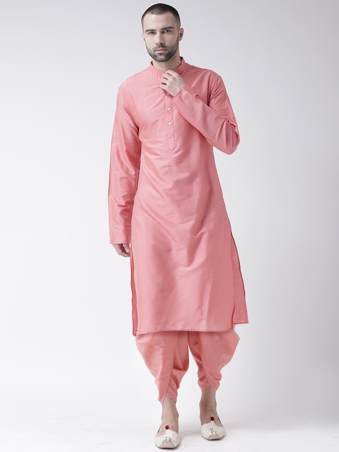 Men Pink Kurta Dhoti Set | SHOBITAM