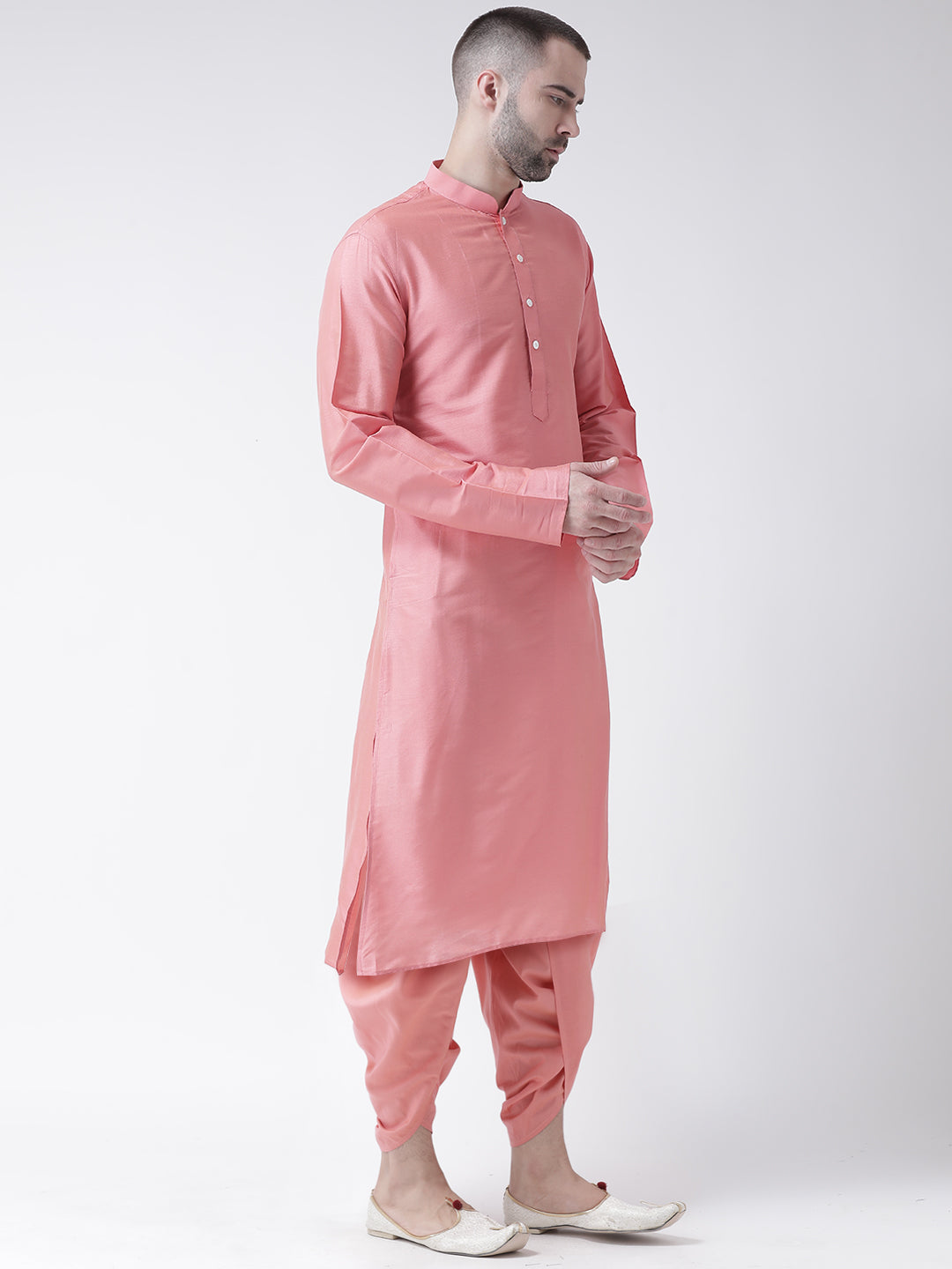 Pink Art Silk Solid Long Kurta. | SHOBITAM