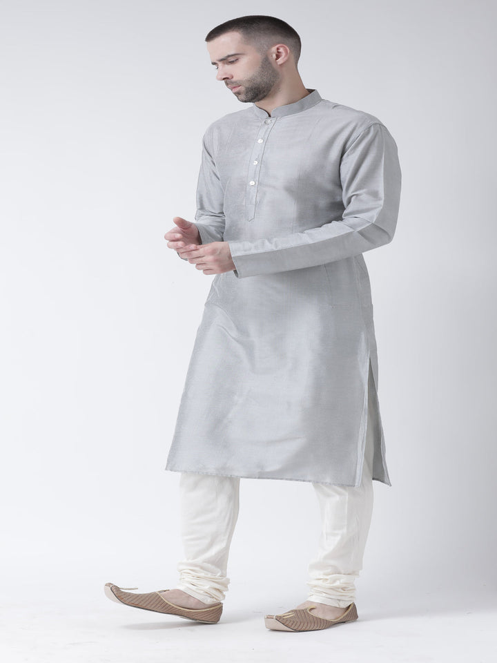 Grey Cotton Silk Plain Kurta | SHOBITAM