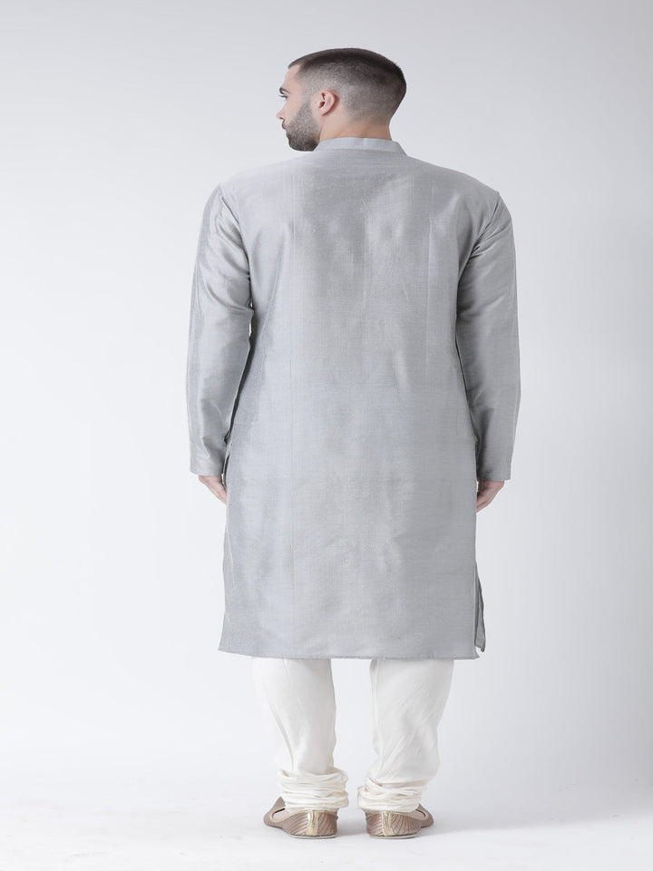 Grey Cotton Silk Plain Kurta | SHOBITAM